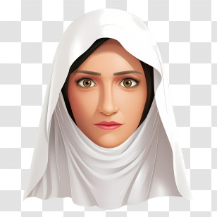 Woman With Veil - Woman In White Hijab Illustration Transparent PNG