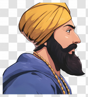 Guru Govind Singh Jayanti - Man Wearing Turban Illustration Transparent PNG