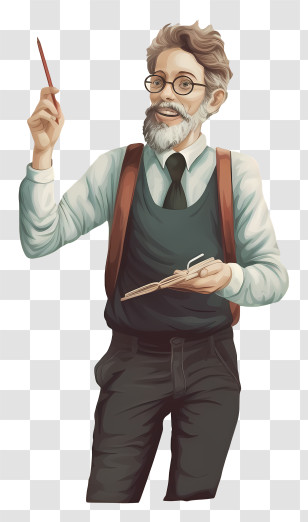 Businessman - Elderly Man With Glasses Holding A Pencil And Clipboard Transparent PNG