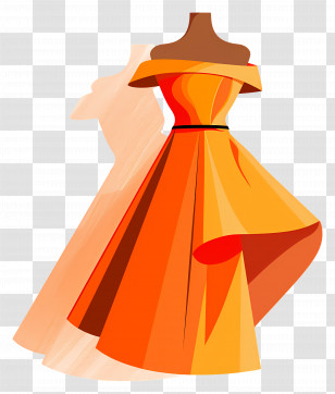Fashion Dress - Elegant Orange Dress On Mannequin Transparent PNG
