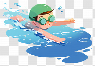Swimming Boy - Boy Swimming In Water With Goggles And Cap Transparent PNG