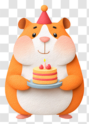 Guinea Pig Holding Birthday Cake - Hamster With Birthday Cake Transparent PNG