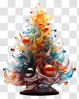 Glass Christmas Tree - Multicolored Glass Christmas Tree With Ornaments Transparent PNG
