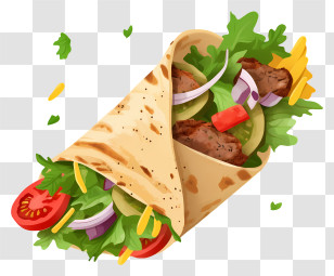 Beef Burrito - Tasty Beef Wrap With Fresh Vegetables Transparent PNG