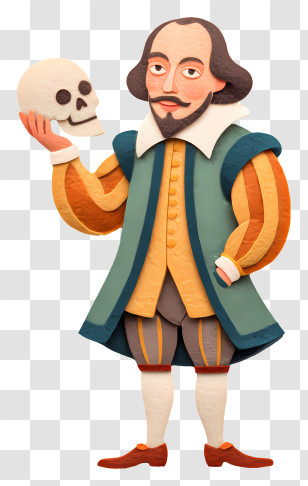 Shakespeare Holding Skull - Cartoon Man Holding Skull Transparent PNG
