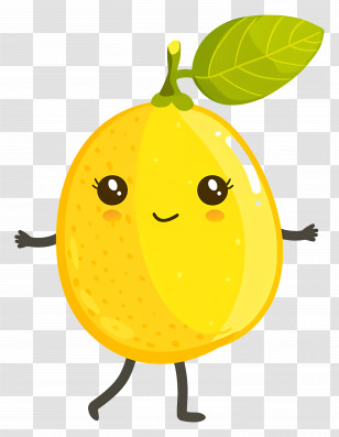 Lemon Kawaii - Cute Cartoon Lemon With Smiling Face Transparent PNG