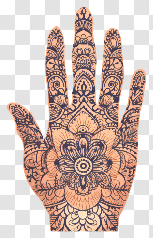 Tattoo Hand Design - Hand With Intricate Henna Mehndi Design Transparent PNG