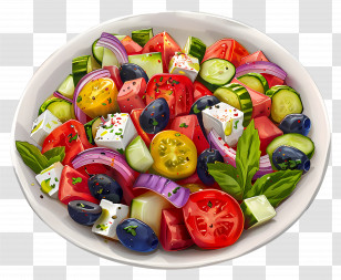 Greek Salad - Colorful Plate Of Greek Salad Transparent PNG