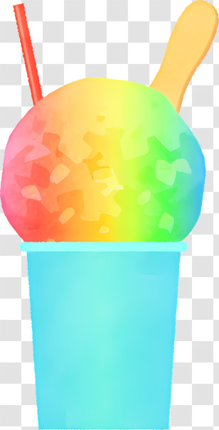 Cartoon - Colorful Rainbow Shaved Ice Dessert Transparent PNG