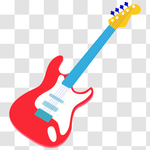 Icon - Red Electric Guitar In Simple Illustration Transparent PNG