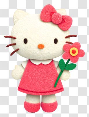 Hello Kitty Flower - Hello Kitty Holding A Flower Transparent PNG