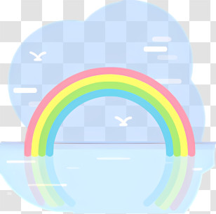 Rainbow Drawing - Colorful Rainbow With Clouds Transparent PNG