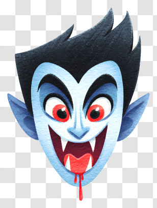 Cartoon Vampire Face - Cute Vampire Cartoon Head Transparent PNG
