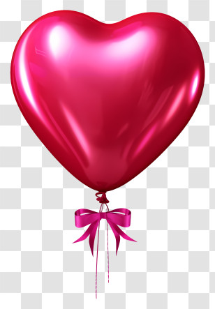 Realistic Valentine Gift Balloon - Metallic Heart Balloon Wrapped With Ribbon Transparent PNG