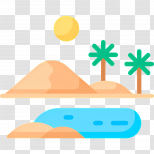 Desert Oasis - Desert Landscape With Oasis Transparent PNG