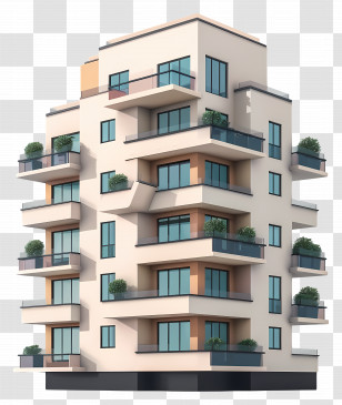 Building - Modern Residential Apartment Building Transparent PNG