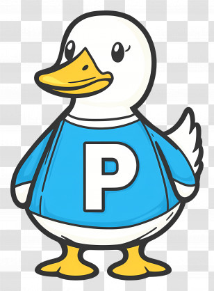 Cute Duck - Cartoon Duck In Blue Shirt Illustration Transparent PNG