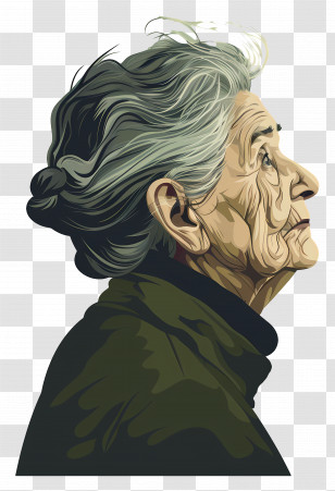Old Woman - Illustration Of An Elderly Woman In Profile View Transparent PNG