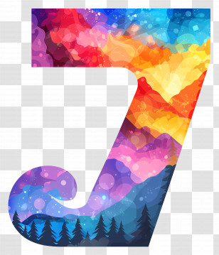 Number 7 - Colorful Number 7 Illustration Transparent PNG