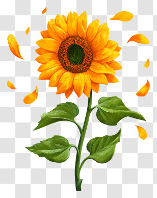 Sunflower Petals Falling - Bright Sunflower With Falling Petals Transparent PNG