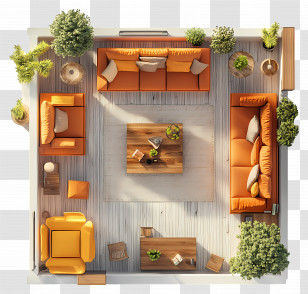 Living Room Top View - Cozy Living Room Interior Design Transparent PNG