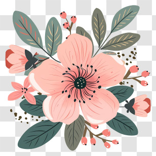 Pink Flower - Pink Cartoon Flower Bouquet Illustration Transparent PNG