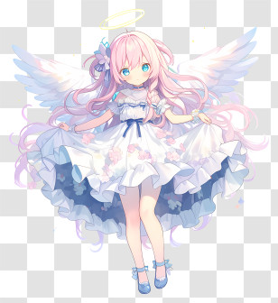 Princess Anime Girl - Anime Angel Girl With Wings Transparent PNG