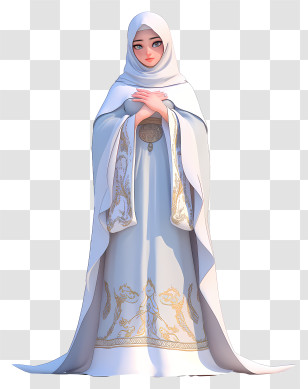 Muslim Woman 3d - White-Gowned Serene Lady Transparent PNG