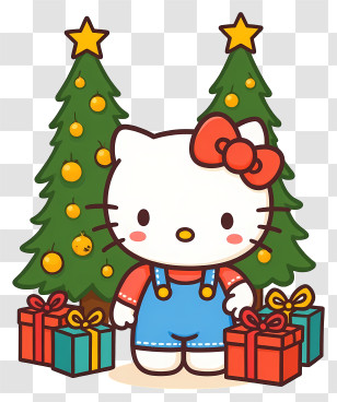 Christmas Hello Kitty - Hello Kitty With Christmas Gifts Transparent PNG