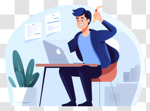 Businessman - Man Working At Desk With Laptop Transparent PNG