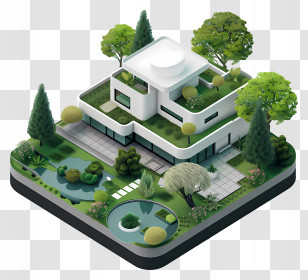Modern Garden - Modern House With Greenery Transparent PNG