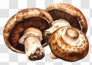 Shiitake Mushroom - Fresh Brown Mushrooms In Realistic Design Transparent PNG