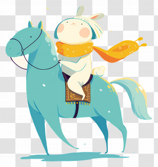 Cute Little Rabbit - Cartoon Rabbit Riding A Horse Transparent PNG