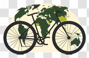 World Bicycle Day - Bicycle With World Map Transparent PNG