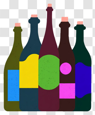 Colorful Spirit Bottles - Colorful Wine Bottle Set Transparent PNG