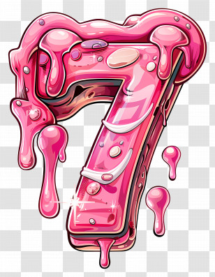 Number 7 - Pink Dripping Number 7 Transparent PNG