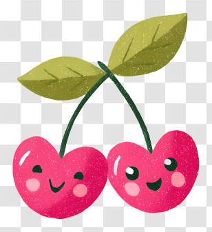 Pink Heart Cherries - Smiling Cherry Pair Transparent PNG