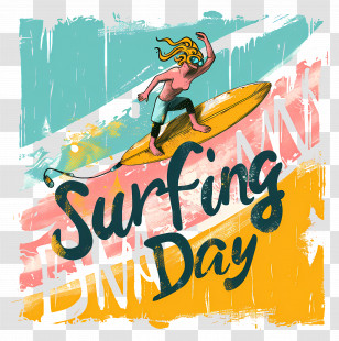 International Surfing Day - Surfing Day With Wave And Surfboard Transparent PNG