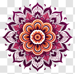 Floral Pattern - Symmetrical Mandala Design In Vibrant Colors Transparent PNG