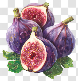 Figs - Realistic Figs With Leaves And Sliced Detail Transparent PNG