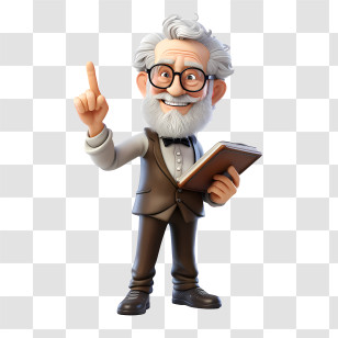 Professor - Friendly Cartoon Teacher Holding A Notebook Transparent PNG