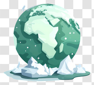 Green Earth - Earth With Ice Caps Transparent PNG