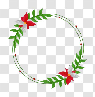 Wreath - Floral Wreath Design With Red Flowers Transparent PNG