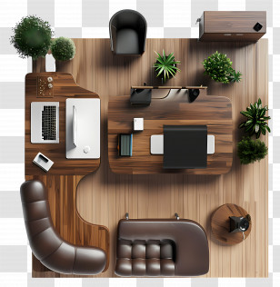 Top View Furniture - Top View Of Modern Office Workspace Transparent PNG