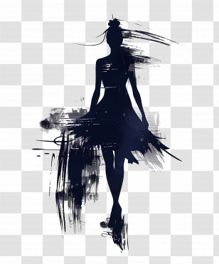 Fashion Model Silhouette - Artistic Silhouette Of Woman In Dress Transparent PNG