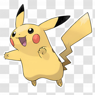 Pikachu - Happy Pikachu In Energetic Pose Illustration Transparent PNG