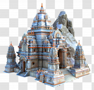 Kedarnath Temple - Ornate Temple With Mountain Illustration Transparent PNG