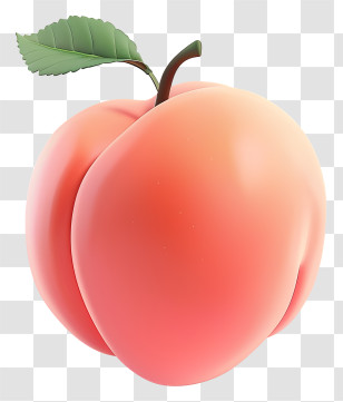 Peach Fruit - Realistic Juicy Peach Fruit With Leaf Illustration Transparent PNG