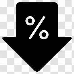 Down Arrow - Black Downward Arrow With Percentage Symbol Transparent PNG