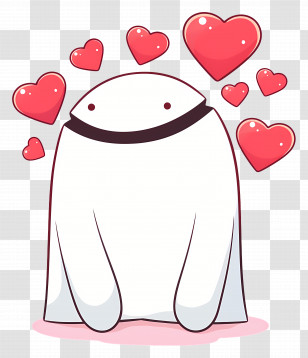 Flork Heart Meme - Cute Ghost With Hearts Cartoon Illustration Transparent PNG